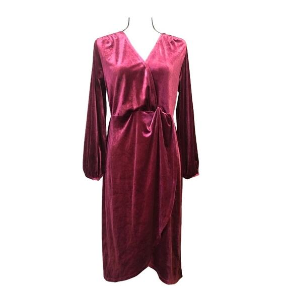 A New Day Women's Wrap Dress Velvet Red Whimsigoth Fairy Romantic V Neck Medium - Picture 1 of 16
